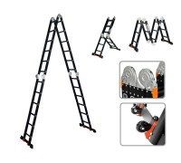 Лестница алюм. многофункц.4х6 ступ.(стрем.-332см,лестн.-690см) 17,0кг BLACK LINE STARTUL (ST9930-06)
