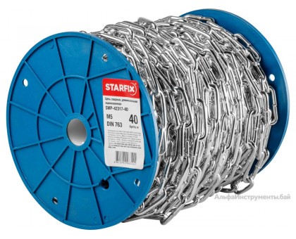 Цепь сварная длиннозвенная, оцинк. М5 DIN 763 (бухта 40 м) STARFIX