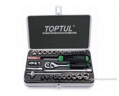 Набор головок 1/4 4-14мм 3/16-9/16 6гр. 29пр. метал.кейс PROLINE TOPTUL