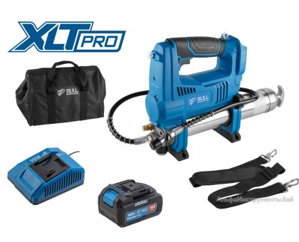 Аккум. шприц для смазки BULL CGG 6818 в кор. XLTpro SET 18 В, 690 атм., 255 г/мин, 1х4 А*ч, з/у 4 А