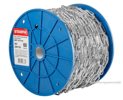 Цепь сварная длиннозвенная, оцинк. М3 DIN 763 (бухта 60 м) STARFIX