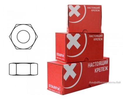 Гайка М16 шестигр., цинк, кл.пр. 6, DIN 934 (40 шт в карт. уп.) STARFIX