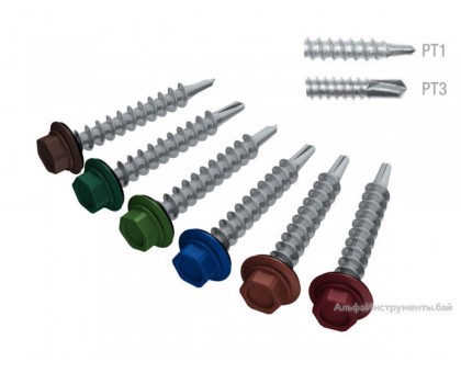 Саморез кровельный 4.8х19 мм цинк, шайба с прокл., PT3, RAL 1015 (7000 шт в коробе) STARFIX (по металлу, цвет бежевый)
