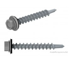 Саморез кровельный 4.8х19 мм цинк, шайба с прокл., PT3, RAL 7004 (100 шт в пласт. конт.) STARFIX (по металлу, цвет сигнальный серый)