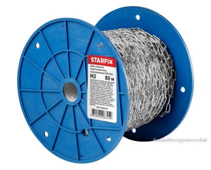 Цепь сварная короткозвенная, оцинк. М2 DIN 766 (бухта 80 м) STARFIX