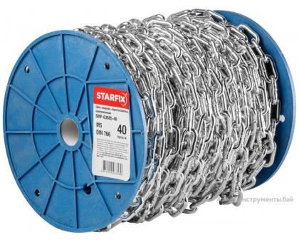 Цепь сварная короткозвенная, оцинк. М5 DIN 766 (бухта 40 м) STARFIX