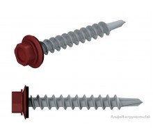 Саморез кровельный 4.8х19 мм цинк, шайба с прокл., PT3, RAL 3011 (250 шт в карт. уп.) STARFIX (по металлу, цвет коричнево-красный)