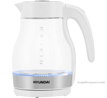 Электрический чайник Hyundai HYK-G3802 белый/серебристый (стекло)