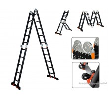 Лестница алюм. многофункц.4х5 ступ.(стрем.-283см,лестн.-580см) 15,5кг BLACK LINE STARTUL (ST9930-05)